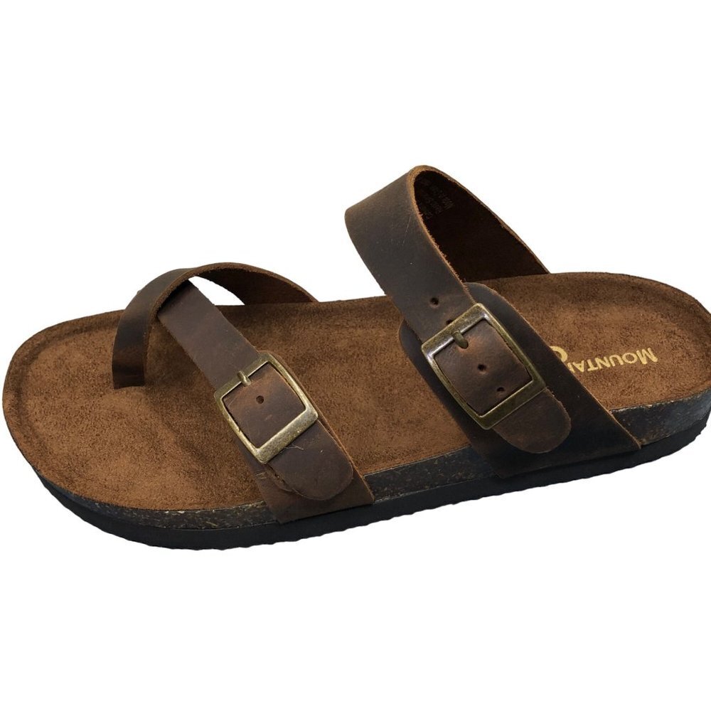 Mountain Sole‎ Brown Genuine leather Slide Sandal Size 6 NIB